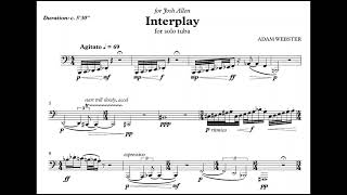 Adam Webster  Interplay for solo tuba Score Video [upl. by Hotze]