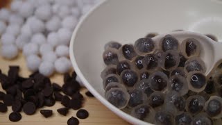 Chocolate Stuffed Tapioca  Cornstarch Pearls  Chocolate Stuffed Boba [upl. by Lucius]