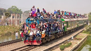 Overloaded Sirajganj Express Train of Bangladesh Railway at the day of Bishwa Ijtema [upl. by Atsedom]