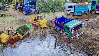 Large Scale Land Filling Up Process Bulldozer Komatsu Pouring Sand 20Ton 5ton Truck Delivery Sand [upl. by Vyse192]