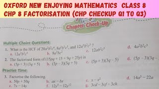 Chp 8 Factorisation Chapter Check  Up  Q1 to Q3 Class 8 Oxford Mathematics [upl. by Novar]