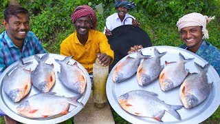 KING SIZE FISH FRY  Red Pomfret fish Fry in Village  Village Style Cooking  Village Food [upl. by Liebermann]