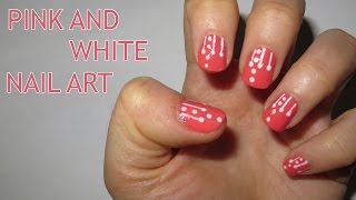 Pink and White Nail Art [upl. by Naillimixam601]