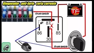 Como fazer corta corrente anti furto caseiro usando apenas um relé auxiliar [upl. by Liatris]