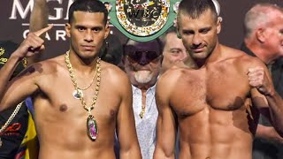 David Benavidez vs Oleksandr Gvozdyk • WEIGHIN FACE OFF amp FINAL WORDS [upl. by Brinkema104]