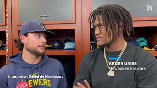 Brewers vs Rays fight Pitcher Abner Uribe reacts to being at center of brawl with Jose Siri [upl. by Aryajay322]