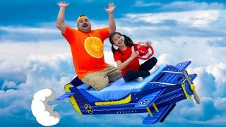 Jannie Pretend Play Flying on Airplane Toy Bed for Kids [upl. by Longley]