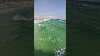 Navarre Beach Fishing Pier Overlooking A White Sandy Beach and Turquoise Ocean Water Waves Florida [upl. by Peggir]