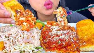 LASAGNA WITH RICOTTA CHEESE GARLIC BREAD amp SHRIMP SALAD  ASMR  MUKBANG  FOOD SOUNDS [upl. by Eixel785]