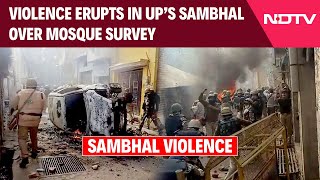 Sambhal Violence Latest News  Violence Erupts In UP Sambhal Over Mosque Survey Tear Gas Used [upl. by Hallie]