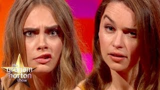 Cara Delevingne and Emilia Clarke Have An EyebrowOff  The Graham Norton Show [upl. by Paley]