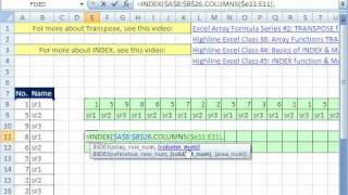 Excel Magic Trick 460 Transpose Range with INDEX COLUMNS and ROWS functions [upl. by Berkeley]