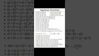 Math Formula  Algebraic identities [upl. by Eimma]