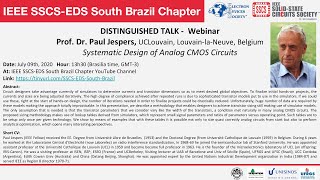 Distinguished Talk 02 Systematic Design of Analog CMOS Circuits [upl. by Nnarual]