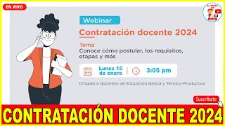 ✅CONTRATACIÓN DOCENTE 2024 CONTRATO DOCENTE 2024 COMO POSTULAR REQUISITOS Y ETAPAS [upl. by Duwe547]