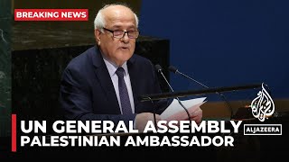 Palestinian ambassador to the UN addresses General Assembly [upl. by Ylecic]