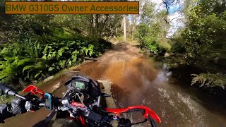 BMW G310GS Owner Accessories Tall Seat Hand Guards Heated Grips USB Akrpovic Givi Acerbis [upl. by Marci323]