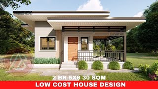 LOW COST HOUSE DESIGN 5X6  2 BEDROOMS 30 SQM  ARKIPEACE [upl. by Ekenna618]