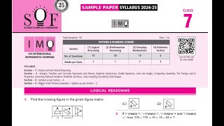 Class 7 Maths Olympiad  IMO Sample paper for class 7  Best questions of Maths Olympiad  202425 [upl. by Rawde486]