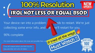 IRQL NOT LESS OR EQUAL BSOD FIX [upl. by Annaeoj]