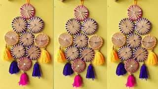 easy DIY old bangles wall hanging craft ideasdiwali decoration ideas for gotapotti with wool।। [upl. by Aitsirk806]