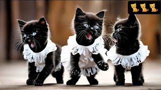 BLACK COLOUR KITTENS KITTENS ARE DANCINGBEAUTIFUL BLACK KITTENSblackcats dancingcats [upl. by Annauj]