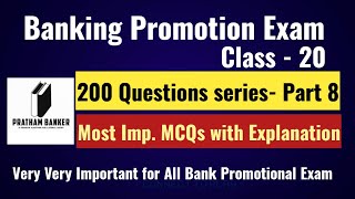 Banking Promotion Class 20  200 Most Important questions series Part8 [upl. by Cosette]