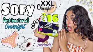 Sofy XXL antibacterial overnight sanitary pad  Detail Review with absorbing test [upl. by Dyer]