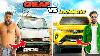 24 Hours in Cheap Vs Expensive Car  Challenge 🥵 [upl. by Annavahs806]