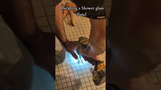 Installing a Shower Glass Panel renovation showerremodeling showerrepair [upl. by Ignatzia]