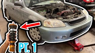 Lowering My 2000 Honda Civic On Budget Coilovers [upl. by Enar]