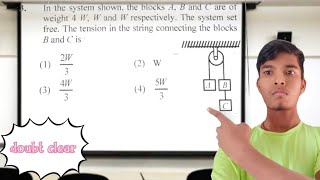 In the system shown the blocks A Band C are ofweight 4 W W and W respectively The system setfree [upl. by Cloe]