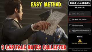 COLLECT 3 CAPITALE NOTES in RED DEAD ONLINE  EASY METHOD to Complete the Daily Challenge [upl. by Janeva]