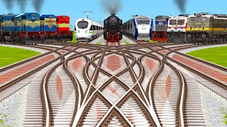 9 TRAINS CROSSING AT CORVED🐆 BRANCHED RAILROAD TRICKS RISKY RAILROAD TRICKS train sim world4 [upl. by Ainessej362]