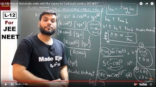 L12 How to find Acidic order with Pka Values for Carboxylic acids  JEE NEET [upl. by Cutlor]