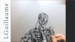 drawing time lapse  hyperrealistic art  how to draw terminator [upl. by Nolad]