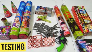 Testing Diffrent Crackers Missile Gun Dinosaur 🦕 Crackers Diwali Video New Fireworks testing 2021 [upl. by Hayward]