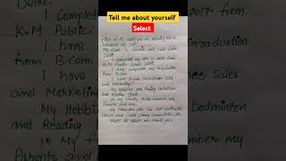 Tell me about yourself  Self introduction shorts [upl. by Kimble]