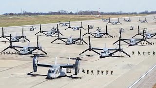 Massive Amount of US Transformer V22s Takeoff Together at Full Throttle [upl. by Atnoled]