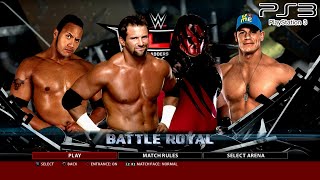 WWE 2K16 PS3  Zack Ryder VS Kane 01 VS The Rock 03 VS John Cena  4Man Battle Royal KO Match [upl. by Atirma745]