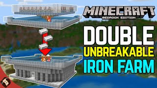 Unbreakable DOUBLE IRON FARM Tutorial For Minecraft Bedrock 120 and 121 [upl. by Nylorak]