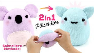 2in1 Plüschtier aus SOCKEN Stofftier einfach nähen Spielzeug selber machen Geschenkidee Basteln [upl. by Eecats968]