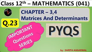 Previous Year Questions  Class 12 Maths  Important Questions Series  Matrices and Determinants [upl. by Oenire423]