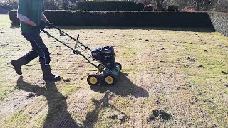 Spring LAWN CARE Scarifying  Dethatching [upl. by Acinomahs]