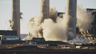 Drone video captures the demolition of the smokestacks at the Navajo Generating Station [upl. by Alra]