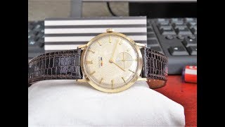 Vintage 1958 Benrus 14K Gold Engraved 17 Jewels Mens Watch w 16mm Band amp Case [upl. by Burroughs]