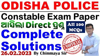 Odisha Police Constable Exam 2023Complete Solutions All Questions OP Constable By Chinmaya Sir [upl. by Kammerer]