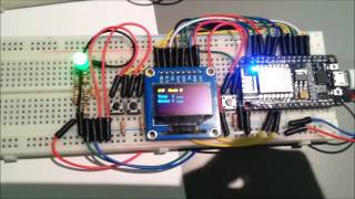 NodeMCU  MQTT Broker OLED Sensors Temp Light Sonic and Android client [upl. by Peacock]