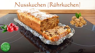 Nusskuchen Rührkuchen  ohne Mehl amp Zucker [upl. by Alitha778]