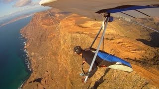 The Famara Cliff RunSouth Downs Hang Gliding Lanzarote 2012 [upl. by Meid]